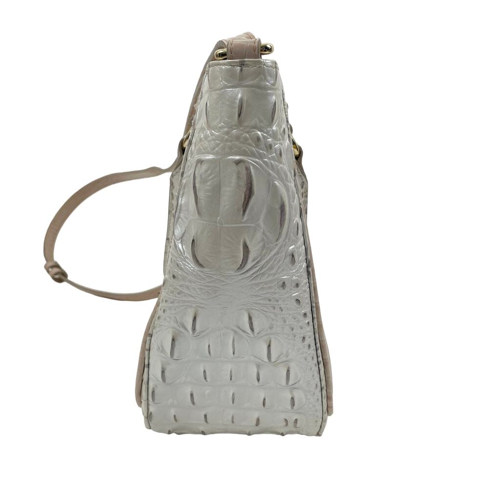 Brahmin Small Lena Satchel Bag Toasted Macaroon Macaroon Marais Leather - Picture 3 of 14